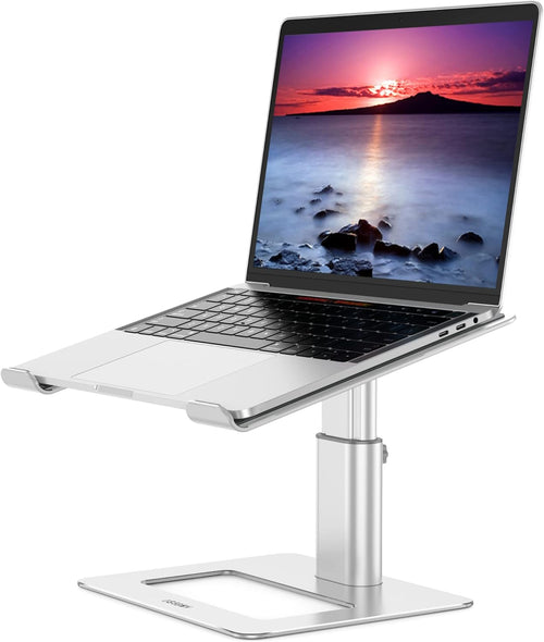 BESIGN Aluminum Laptop Stand, Ergonomic Adjustable Notebook Stand, Riser Holder Computer Stand Compatible with Air, Pro, Dell, HP, Lenovo More 10-15.6" Laptops (Silver)