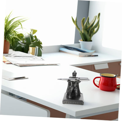 HOODANCOS 1 Set Knight Statue Pen Holder Set Unique Decorative Desk Accessory with Fountain Pen for Workspace Organization and Elegant Presentation