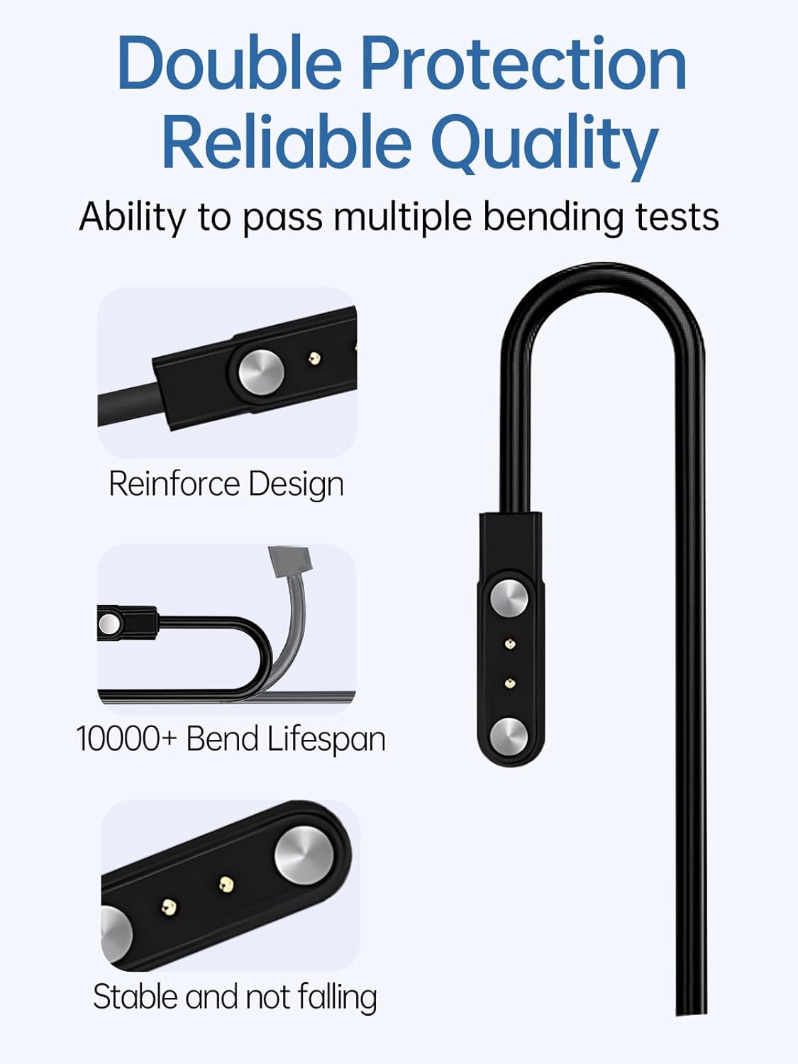 WUNIAK Charging Cable for WGP Smart Watch Health Fitness Tracker, Magnetic USB Flexible Charging Cable Accessories for WGP Smart Watch Health Fitness Tracker,(2 Pack)