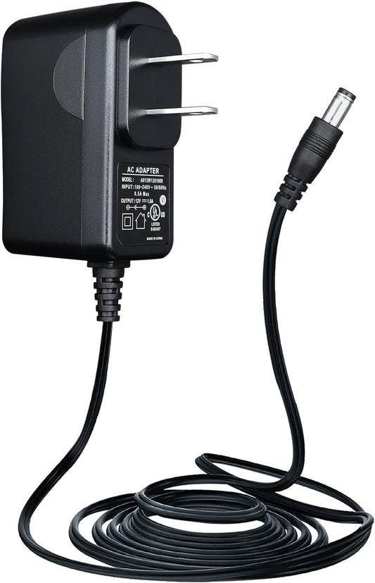 12V 1A/1000mA 10ft Long Power Supply Adapter, 12W Adaptor AC to DC Adapter Cord for LED Strip Lights, BT Speaker, Router, Webcam,CCTV Camera, UL Listed