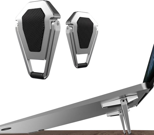Portable Zinc Alloy Stand, Ergonomic Riser for 12-20 Inches Laptop, Invisible Cooling Mini Stand (Silver-2pieces)