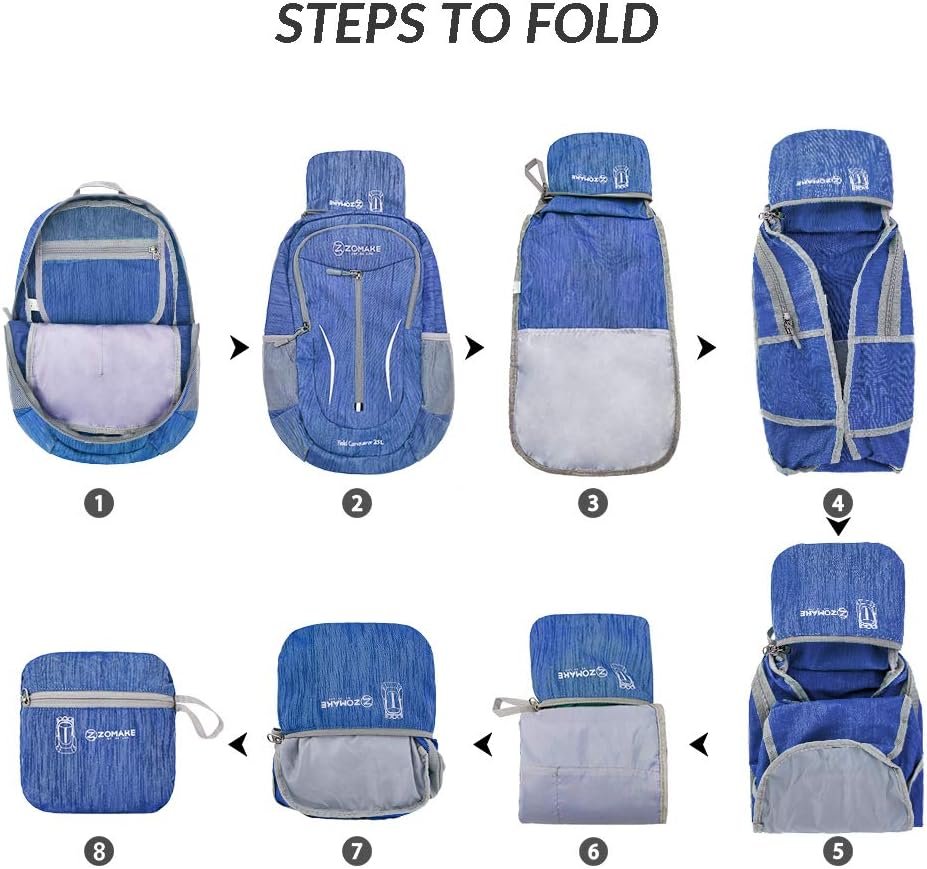 ZOMAKE Foldable Backpack 25L - Lightweight Folding Backpacks Packable Hiking Daypack for Travel Hiking Outdoor Camping
