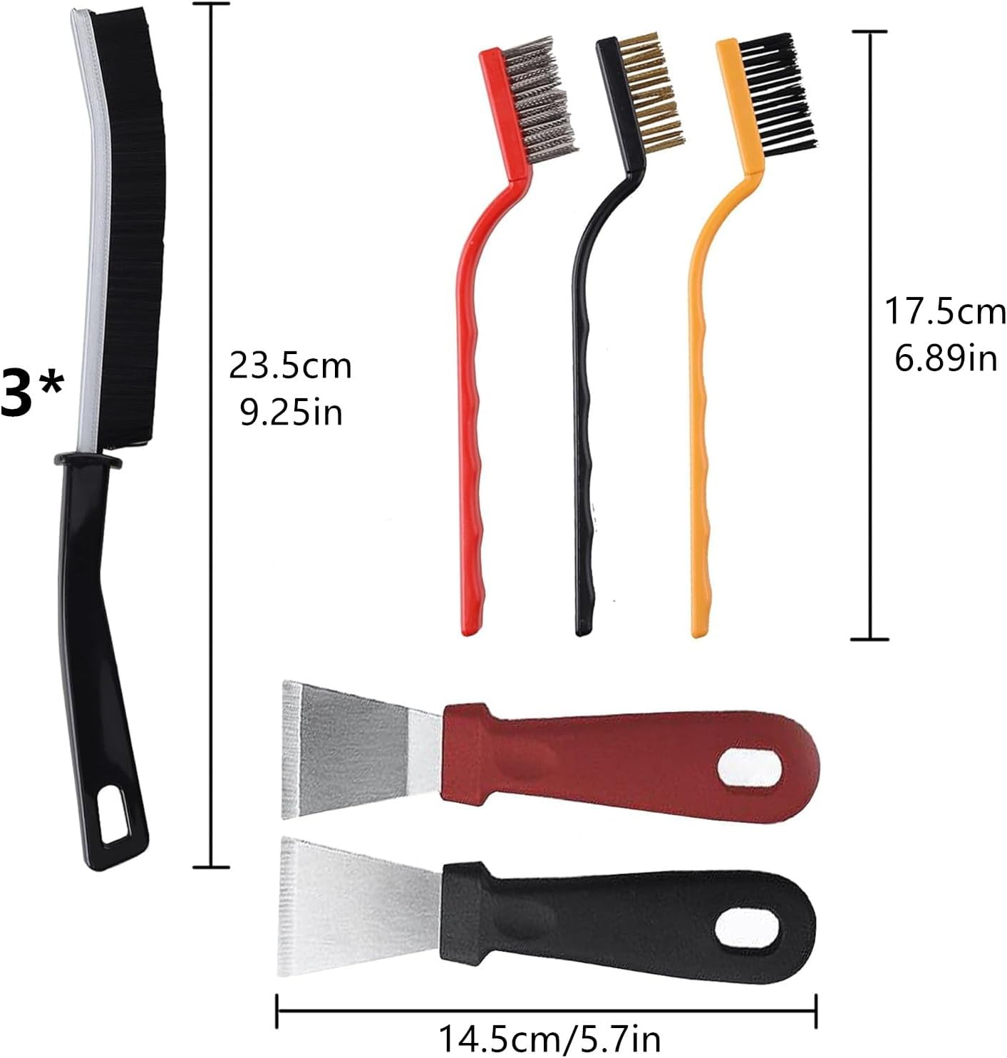 8 Pcs Bathroom Kitchen Cleaning Brush Toilet Shower Tile Joints Dead Angle Hard Bristle Cleaner Brushes Gas Stove Long Handle Multi-Function Cleaning Tool Copper Wire Stove Range Hood Oil Stain
