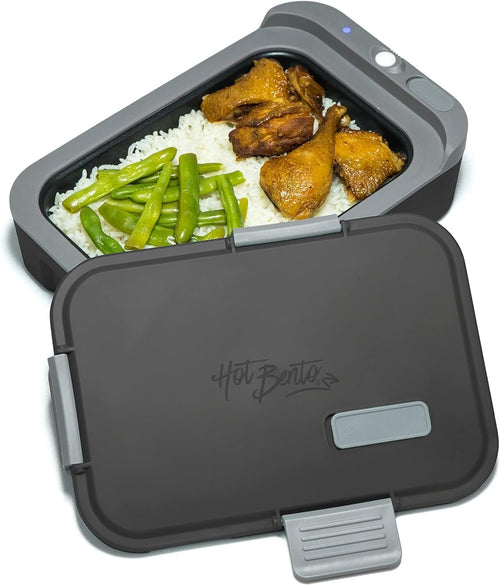 Hot Bento â€“ Self Heated Lunch Box and Food Warmer â€“ Battery Powered, Portable, Cordless, Hot Meals for Office, Travel, Jobsite, Picnics, Outdoor Recreation, Kitchen Meal Prep, Black