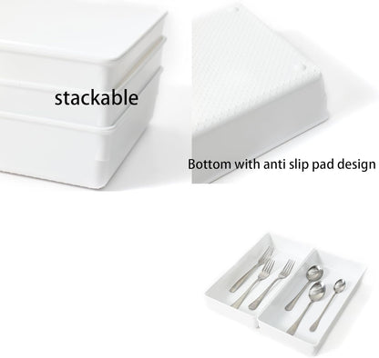ihomecooker 3 Pack White Plastic Drawer Organizer Tray Cutlery Utensil Makeups Drawer Organizers 12" X 6"…