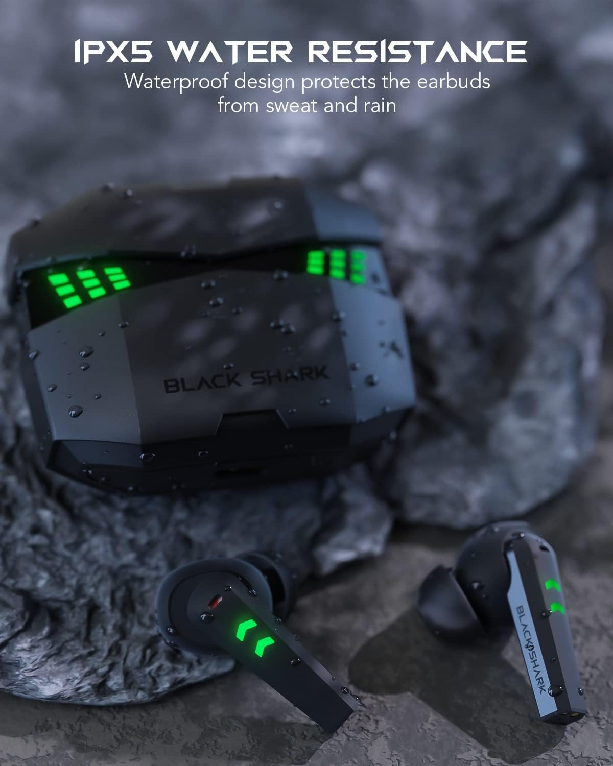 Black Shark Bluetooth Earbuds with 0.035s Ultra-Low Latency, Dual Environmental Noise Cancelling Microphones, Wireless Earbuds Gaming Earphones with Bluetooth 5.3, IPX5 Waterproof, 28h Listening Time