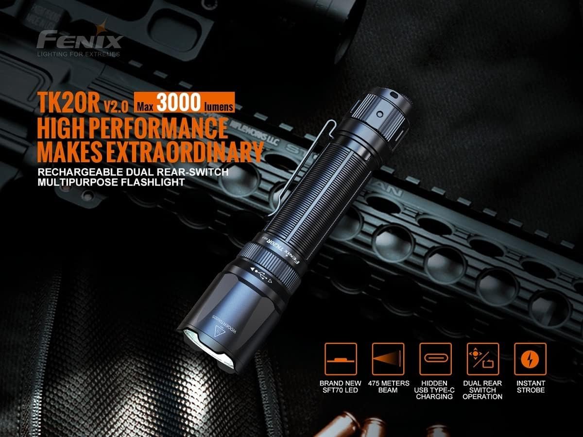 Fenix TK20R Version 2.0 3000 Lumen Rechargeable Tactical Flashlight ** Canadian Edition