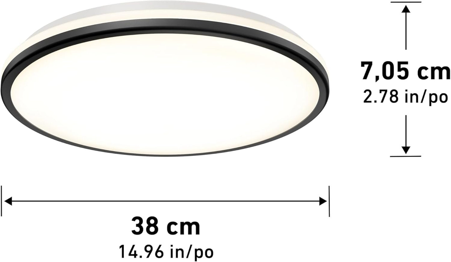 Artika Smart LED Flush Mount Light, Matte Black Finish, Dimmable, Adjustable Warm to Cool White, RGB Ambient Mode, Syncs with Music, LED Lights for Bedroom, Bedroom Light Fixtures Ceiling