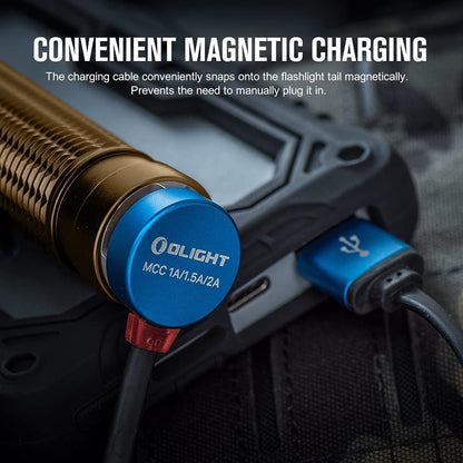 OLIGHT Warrior Mini2 Rechargeable Tactical Flashlight 1750 Lumens, Magnetic LED Flashlights with Dual Switch and Proximity Sensor for EDC, Camping, Outdoor, Emergency (Desert Tan)
