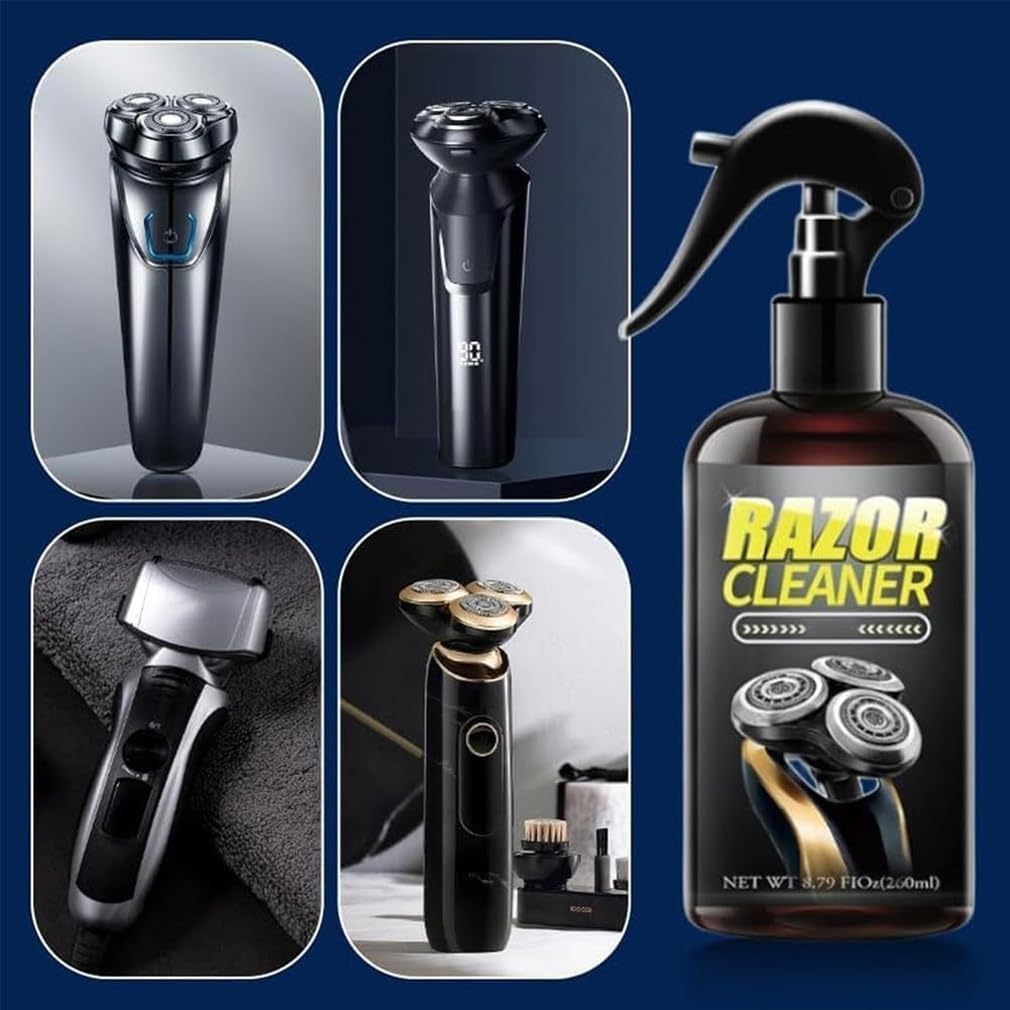 Universal Efficient Electric Razor Cleaner Spray,Electric Shaver Cleaning Solution,Blade Cleaner with Brush,Say Goodbye to Clogged Razors,For Cleaning,Lubricating,and Rust Prevention