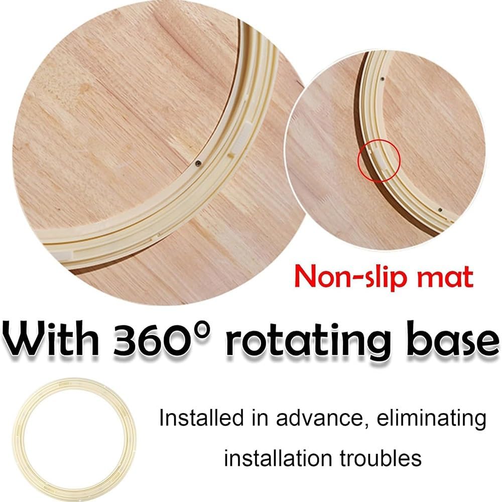 Wooden Lazy Susan Heavy Duty Turntable 50 60 70 80 85 90 100cm Round Dining Table Tray Large Tabletop Service Plate(White,70cm/27)
