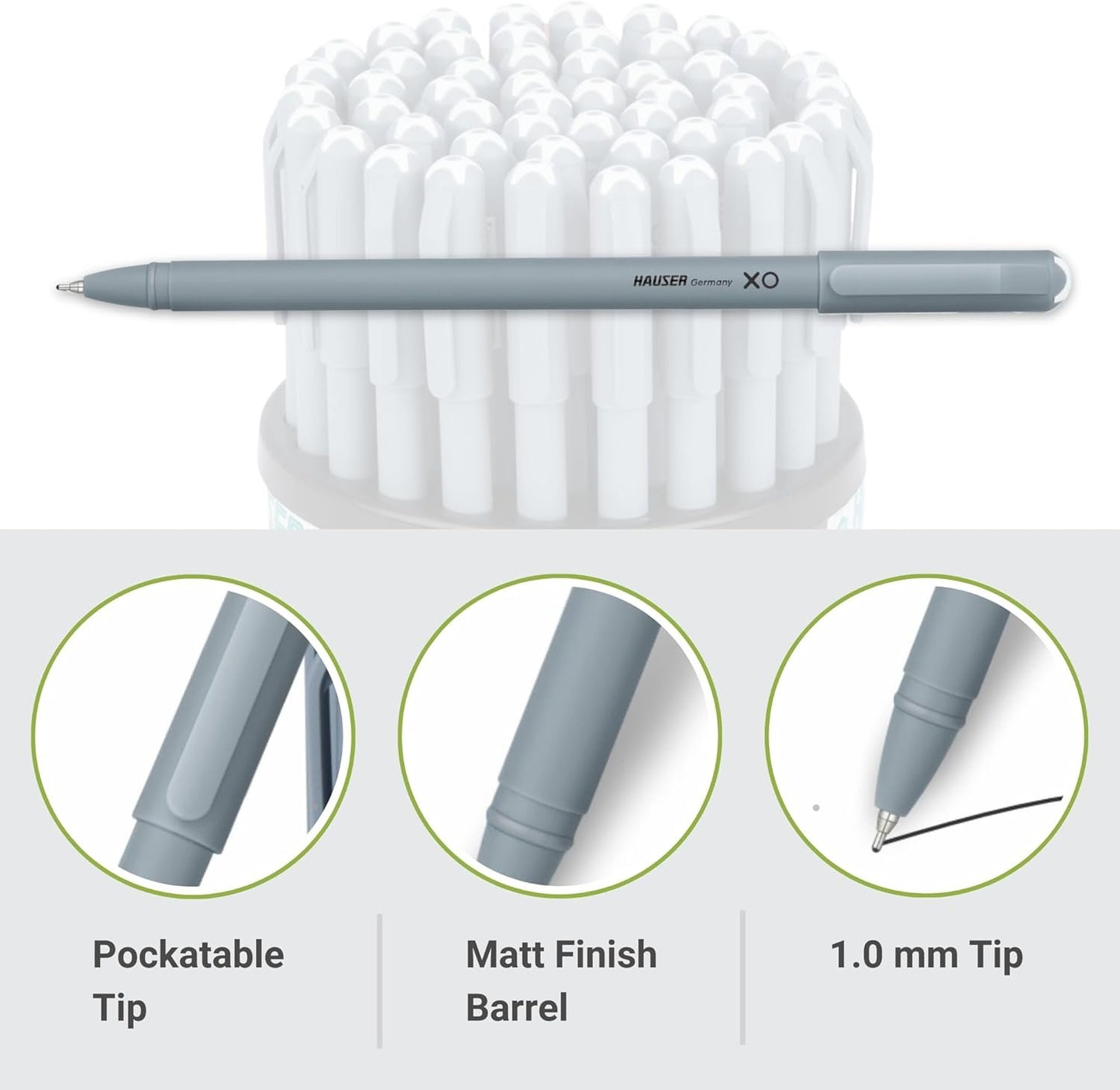 HAUSER XO Black Ballpoint Pens 50 Pc, 1.00 MM Bold Matte Pens, Back To School Supplies, Office Pens, Desk Essentials, Education Supplies & Craft Supplies.