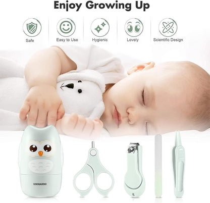 Baby Nail Clippers Care Set, Baby Nail Clipper Kit,Baby Manicure and Pedicure kit Baby Nail Clippers Scissor Baby Nail File & Tweezer for Baby Boy and Girl (Green)