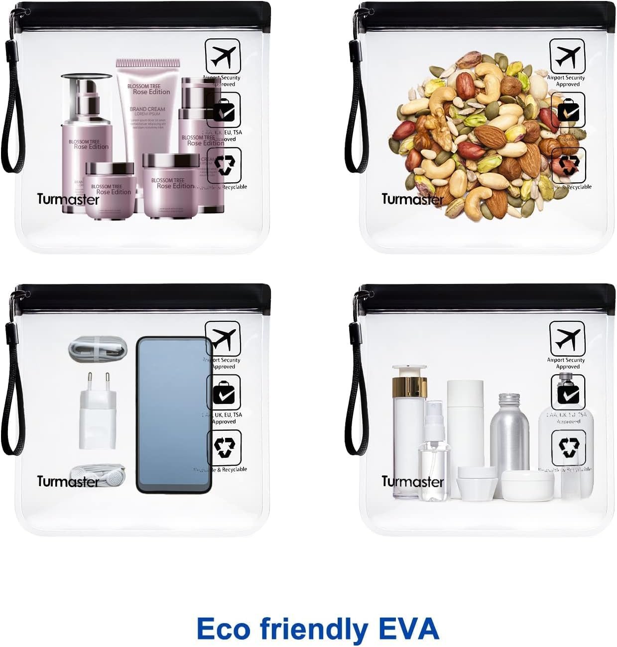 2/4 Pack TSA Approved Clear Travel Toiletry Bag - H HOME-MART Leakproof Airport Security Liquid Bag 20 x 20cm, Travel Accessories Makeup Essentials Clear Tsa Approved Travel Toiletry Bag for Men Women
