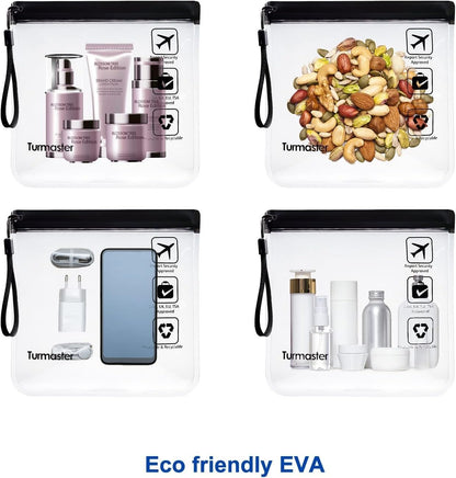 2/4 Pack TSA Approved Clear Travel Toiletry Bag - H HOME-MART Leakproof Airport Security Liquid Bag 20 x 20cm, Travel Accessories Makeup Essentials Clear Tsa Approved Travel Toiletry Bag for Men Women