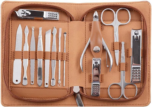 WSJQB Clippers per Unghie Set in Acciaio Inox - 14 Pz Set Manicure Set Professional Beauty Tools Kit Gancio Tweezer Manicure Nail Trimmer Grooming Kit