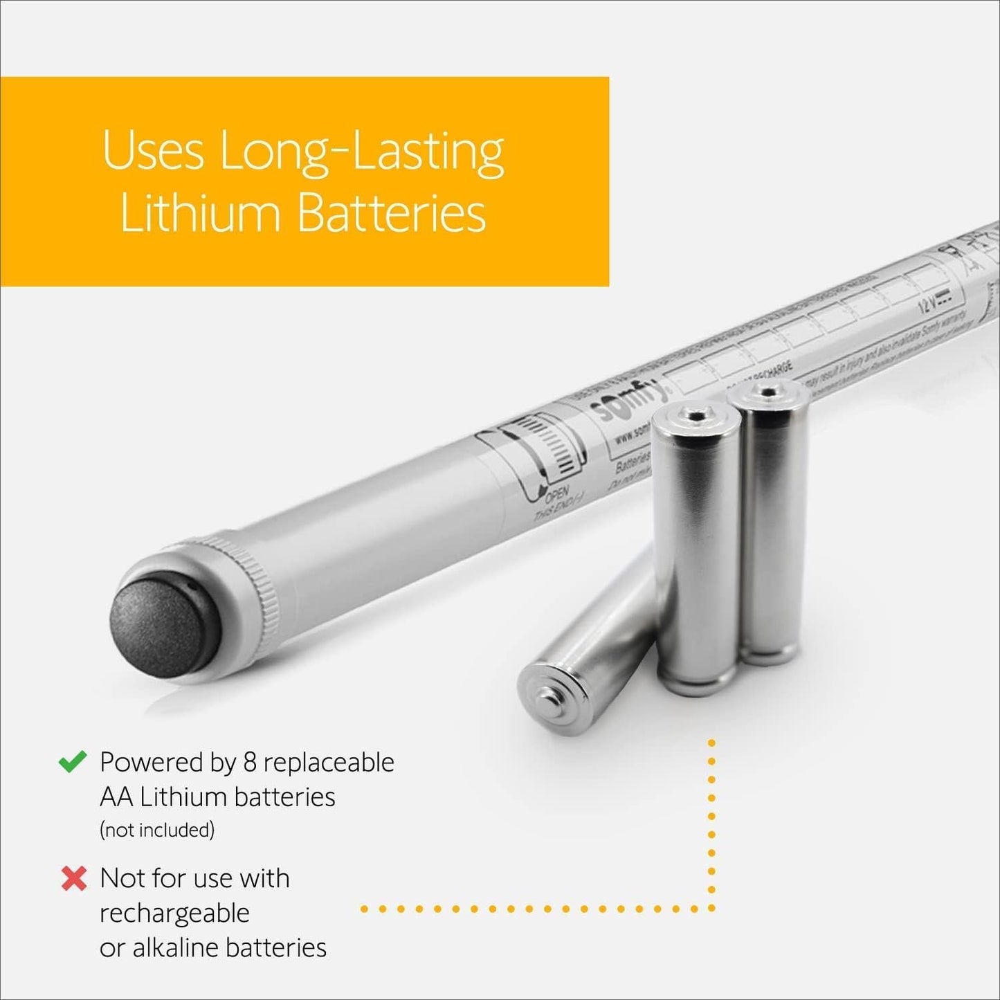 Somfy Re-loadable Battery Wand (#9014020)+ PLUS+ WALL MOUNT CLIPS (#9013263)