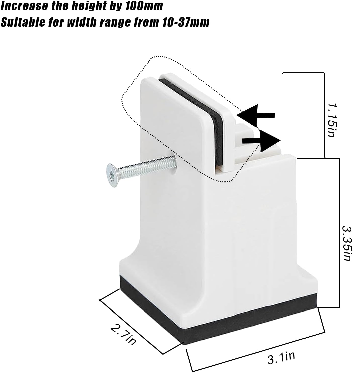 lvifloae Furniture Risers White Furniture Support Tube Adjustable Bed Height Support Tube with Screw Clip Rubber Sofa Bed Support Tube Suitable for (White)