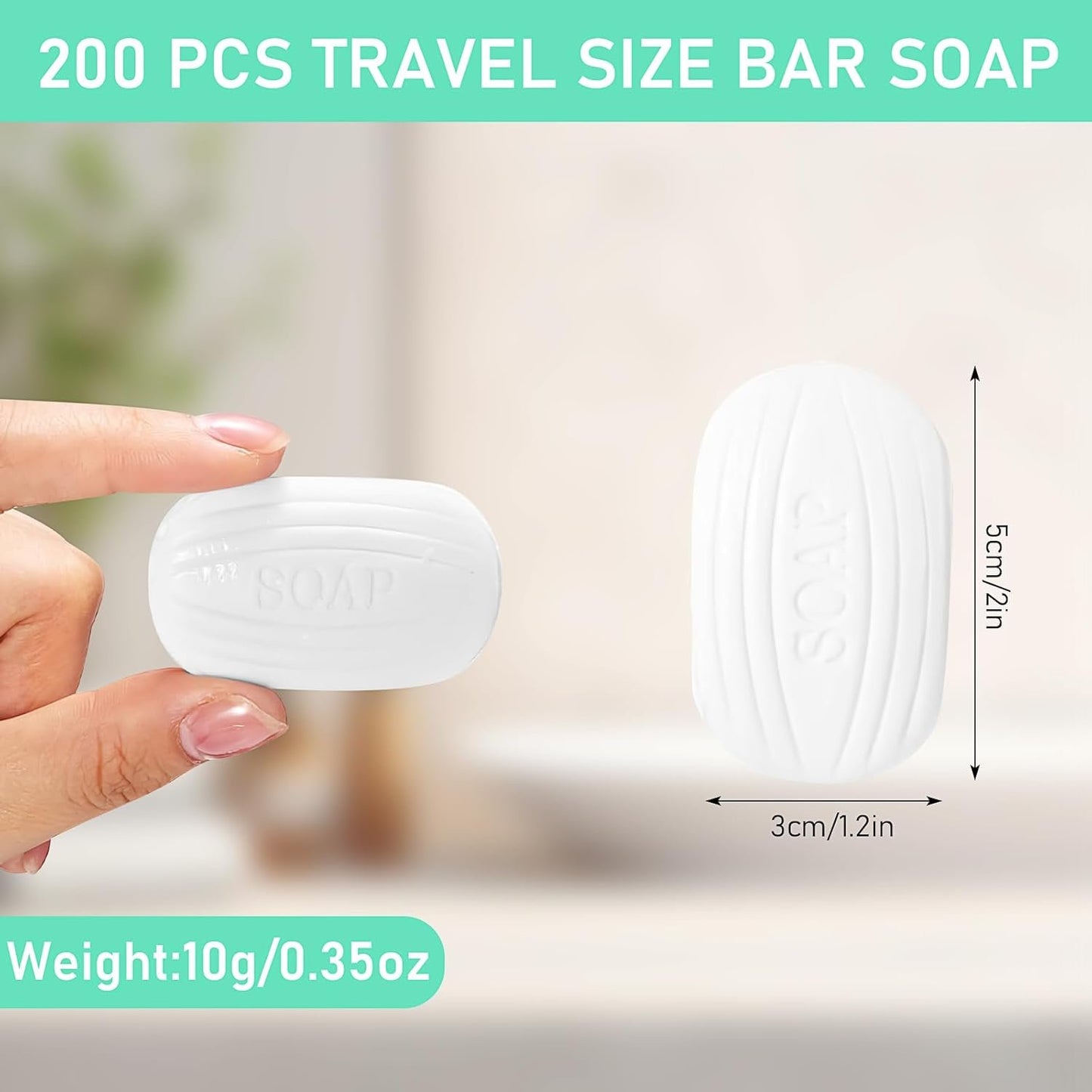 200 Pcs Mini Soap Bars Individually Wrapped Bar Soap Bulk Small Soft Scented Soap Bathroom Toiletries for Travel Hotel Guests Wedding Homeless - White