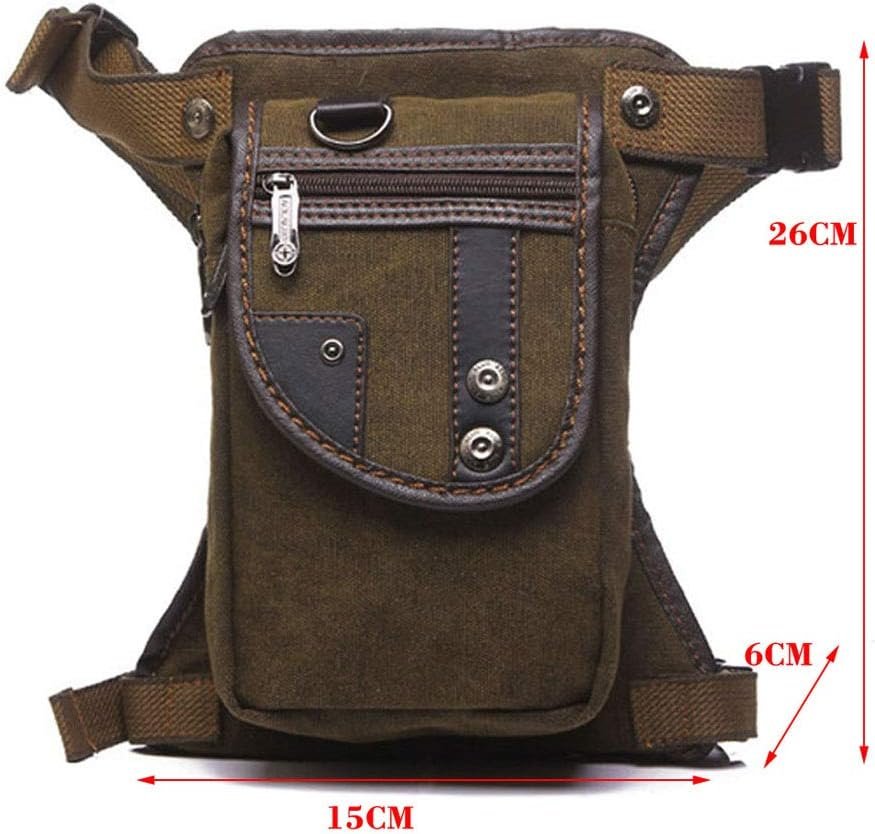 Canvas Waist Pack Motorcycle Drop Leg Bag for Men Women Tactical Military Bike Bicycle Riding Cycling Outdoor Travel Sports Hiking Climbing Thigh Pouch Fanny Pack Pocket Coffee