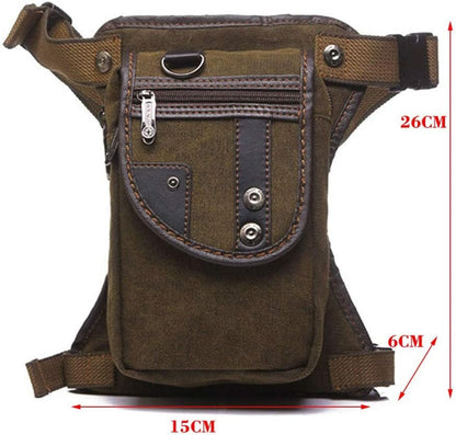 Canvas Waist Pack Motorcycle Drop Leg Bag for Men Women Tactical Military Bike Bicycle Riding Cycling Outdoor Travel Sports Hiking Climbing Thigh Pouch Fanny Pack Pocket Coffee