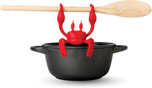 OTOTO Red The Crab Utensil Rest - Cooking Gifts, Spoon Rest Repose Cuillère - Heat-Resistant Steam Releaser, Non-Slip Spoon Holder, Chopstick Holder