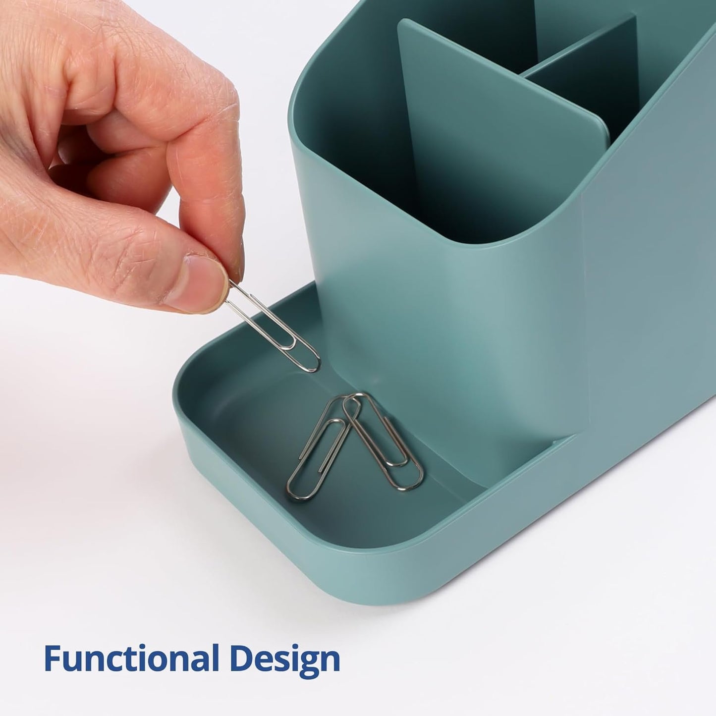 Blue Ginkgo Desk Holder – Korean-Made Office Organizer for Pencils, Pens, Notes, and Desk Supplies (Green)