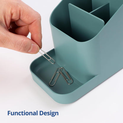 Blue Ginkgo Desk Holder – Korean-Made Office Organizer for Pencils, Pens, Notes, and Desk Supplies (Green)