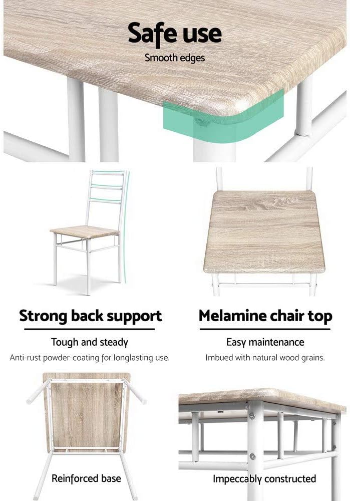Artiss Dining Table and Chair Set of 3 Oak Tables Chairs Setting Desk Nursing Seats Reading Seating Home Living Room Bedroom Kitchen Cafe Furniture Particle Board Tabletop + 2pcs 43cm Height Seat