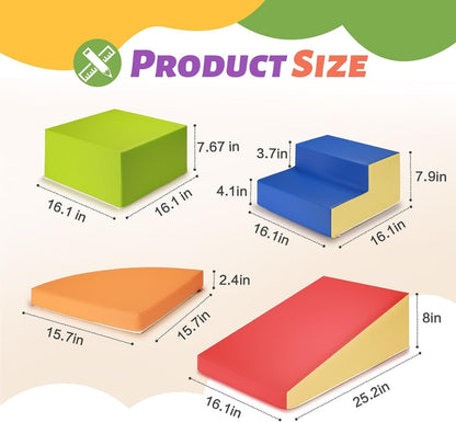 TODIBY 6-Piece Set Soft PU Leather Baby Climbing Toys for Toddlers, Foam Blocks Climber Play Equipment, Indoor Climb and Crawl Activity Play Set (Classic Color)