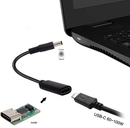 Cablecc Type C USB-C Female Input to DC 5.5x2.1mm Power PD Charge Cable fit for Laptop 18-20V