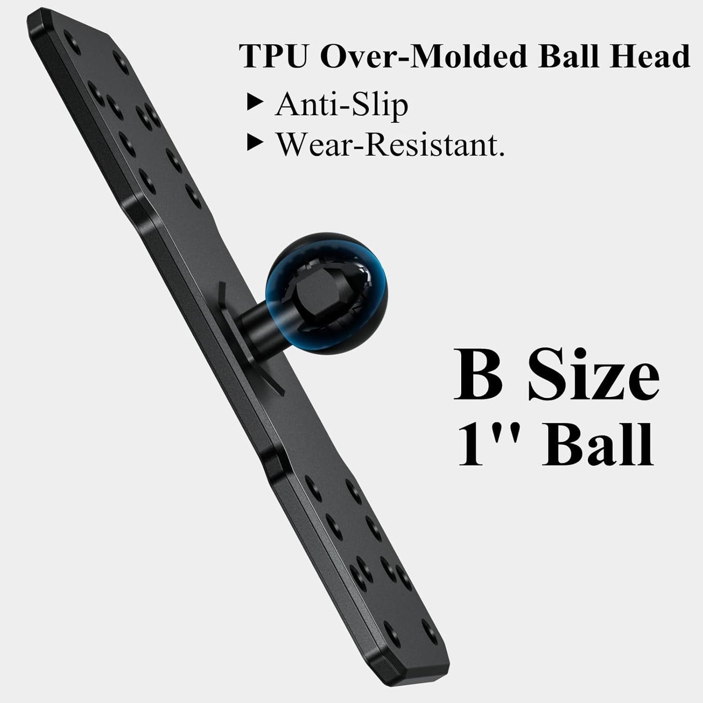 BRCOVAN Aluminum Alloy Marine Electronic Plate with 1'' TPU Ball for RAM Mounts B Size Double Socket Arm for Garmin/Humminbird/Lowrance GPS Chartplotters, Fish Finders and Marine Electronic Mount