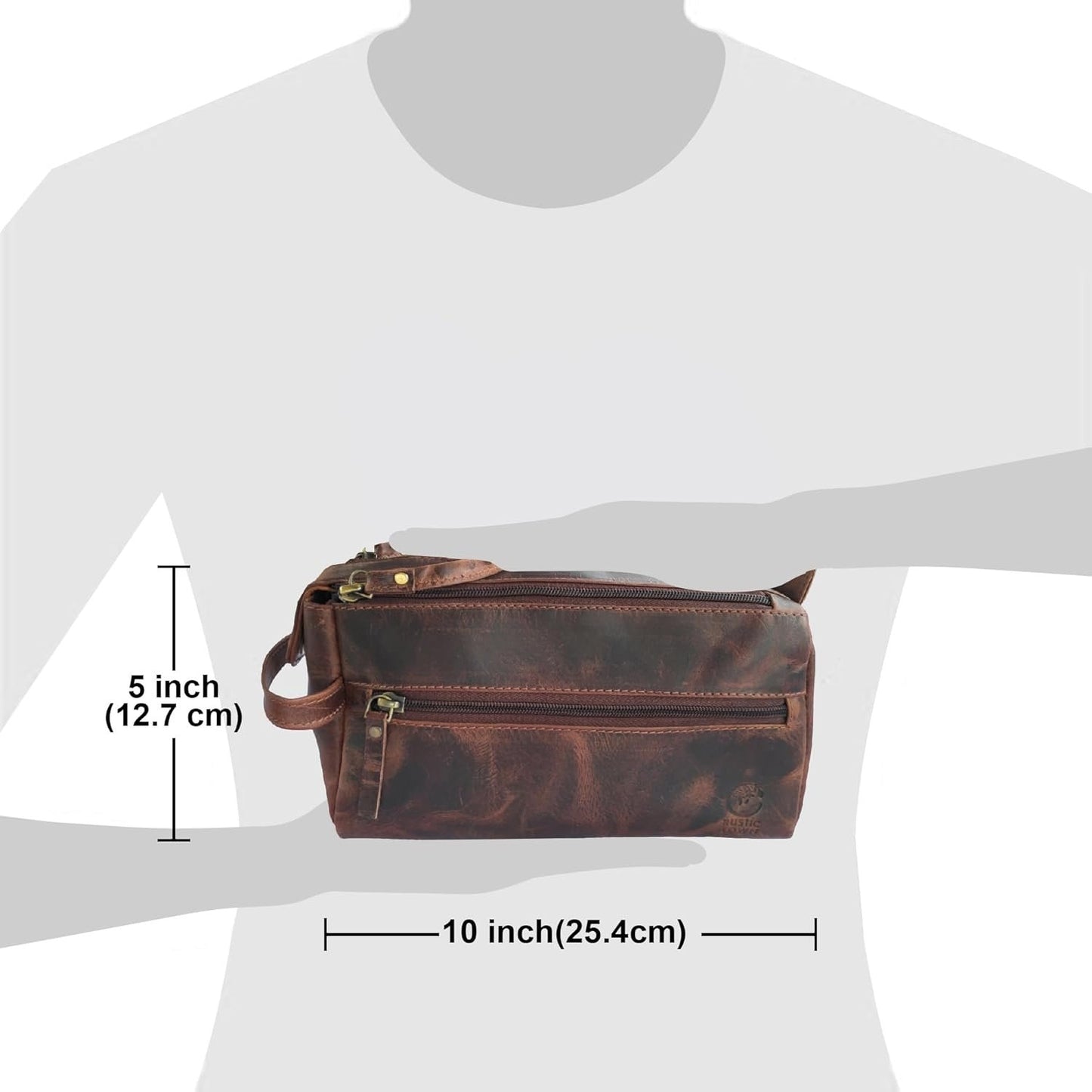 Genuine Leather Travel Toiletry Bag - Hygiene Organizer Dopp Kit by Rustic Town