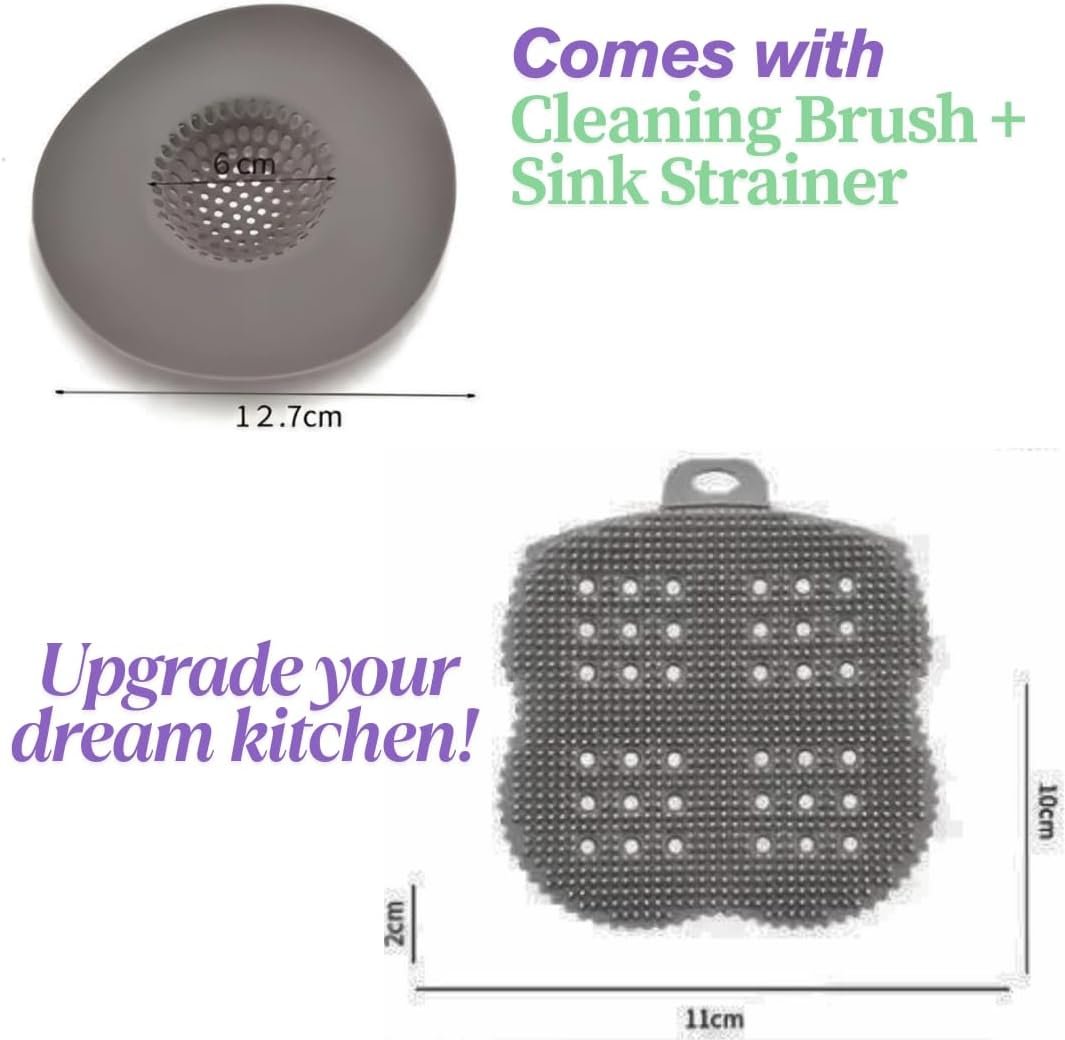 3 in 1 Pack Kitchen Sink Colander Strainer Basket, Home Apartment Kitchen Essentials, Fruit and Vegetable Colander, strainers and colanders, Food Strainer, Extendable Colander Strainer Basket - Grey