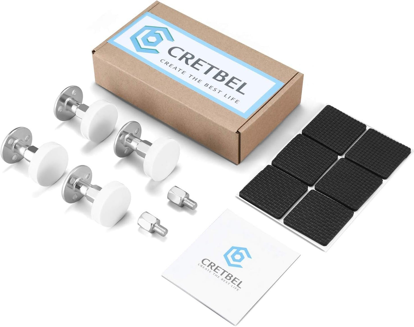 CRETBEL 4PCS Adjustable Bed Frame Anti-Shake Tool (Upgraded) for Loft Beds, Headboard Stoppers with Free Furniture Pads and Screws, Protect The Wall from Banging, Easy to Install (1.1-2.5in)