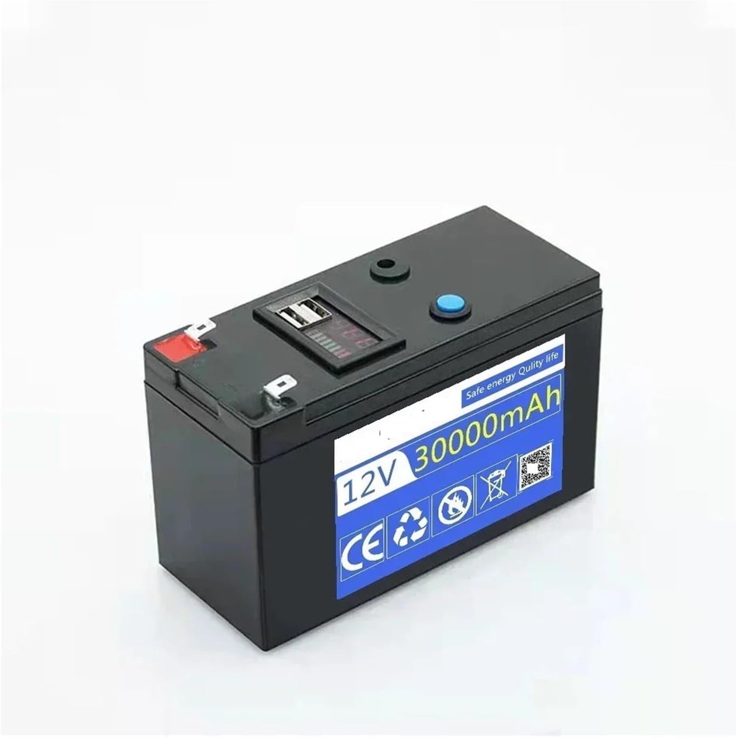 12V 30Ah Lithium Battery Pack - Rechargeable 18650 Battery for Solar Energy, Electric Vehicles, and LED Lights with 12.6V 3A Charger(10000mAh charger)