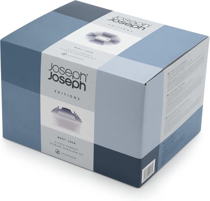 Joseph Joseph Nest Lock, 5 Piece Plastic Food Kitchen Storage Container set with lids, Leak Proof, Airtight, Space Saving, BPA free- Blue