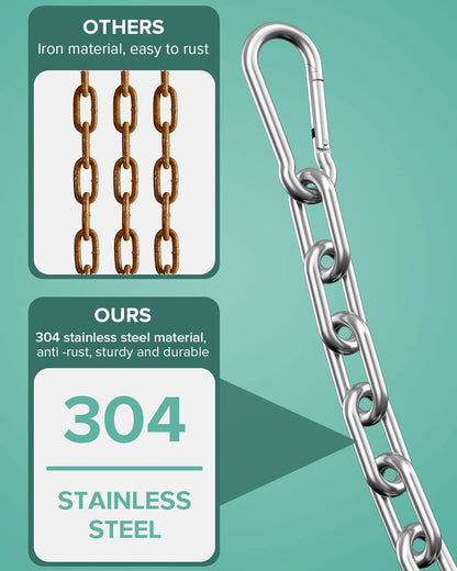 Fitness Chain, Weight Lifting Chains, Cable Machine Extension Chain, 304 Stainless Steel LAT Pull Cable Extension Weight Machine Chain, Curl Bar Chain for Home Gym