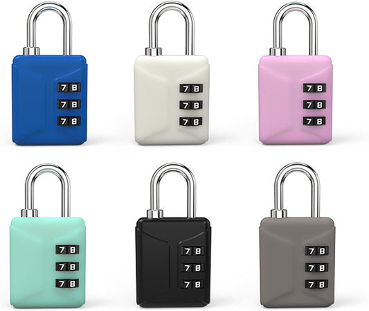 Maizoon Combination Lock with 3-Digit Resettable Code Combo Lightweight and Cute Outdoor Padlock for High Security for Luggage Backpak Bag Suitcase Baggage Pack of 6