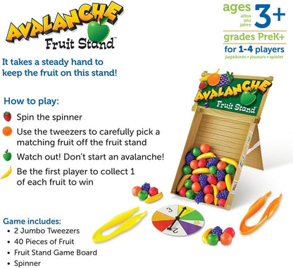 Learning Resources Avalanche Fruit Stand, Fine Motor/Grip Game, Develops Color Matching Skills, 42 Piece Set, Ages 3+