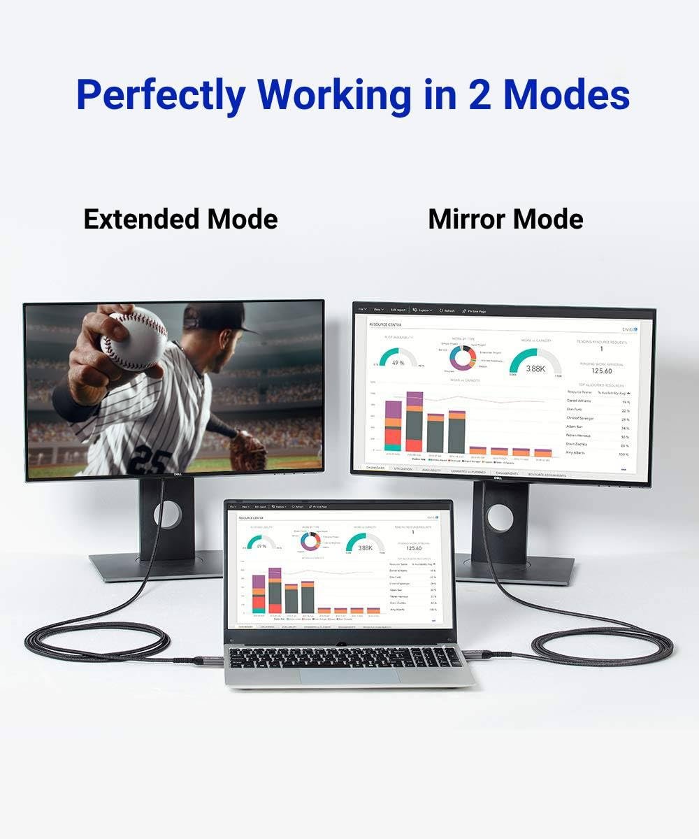 JSAUX 4K DisplayPort to HDMI Cable Adapter 10FT, DP to HDMI Male Video UHD 4K@30Hz/2K@60/1080P@120 Nylon DP to HDTV Uni-Directional Cord for Dell, Projector, Desktop, AMD, NVIDIA, Lenovo, HP, ThinkPad