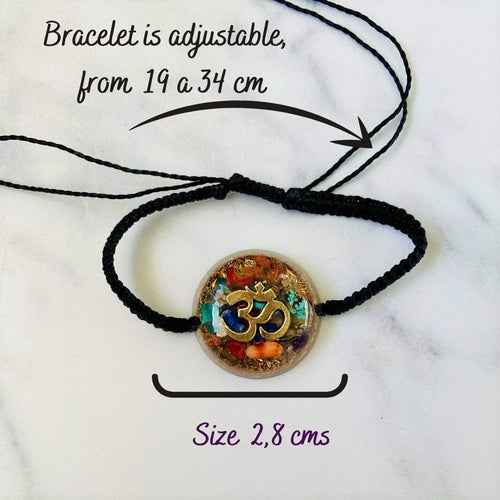 Orgone Bracelets OM 7 Chakra Healing Crystals Stone- Bracelt Orgonite Amulet Protetection, Men Women SBB Coil - Reiki, Yoga, Meditation, Handmade, Arte Orgones Design