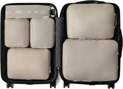 Adrosstoller 6Pcs Travel Organizers Set for Luggage Essential Packing Cubes Set Sturdy Luggage Organization Bag for Family Trip