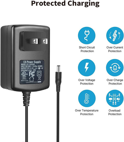 Tonton DC 12V 2A Security Camera Power Supply Adapter Combine with 1 to 4 Power Splitter for CCTV Security Camera System, UL/FCC Certificate for North America