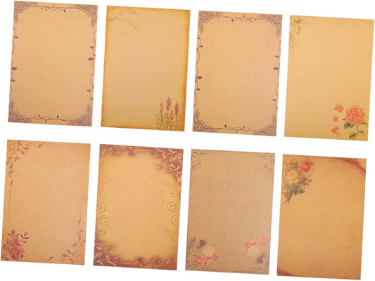 Homoyoyo 64pcs Vintage Paper Stationery Papers Parchment Party Decorative Writing Paper Lettering