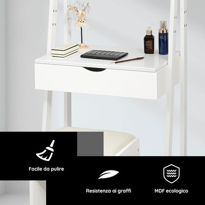 DREAMADE Dressing Table for Bedroom, Makeup Cabinet, Dressing Table with Mirror, 60 x 40 x 180 cm, White