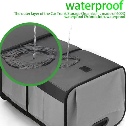 Car Trunk Organizer, Car Storage Box, Reinforced Handles, Collapsible Multi-Compartment, Foldable & Waterproof, 600D Oxford Polyester, Suitable for Any Car, SUV, Mini-Van