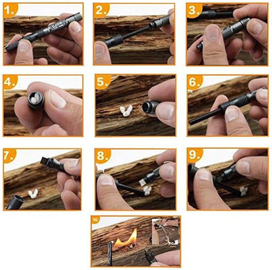 Outdoor Survival Magnesium Flint and Steel Striker Fire Starter Lighter Stick