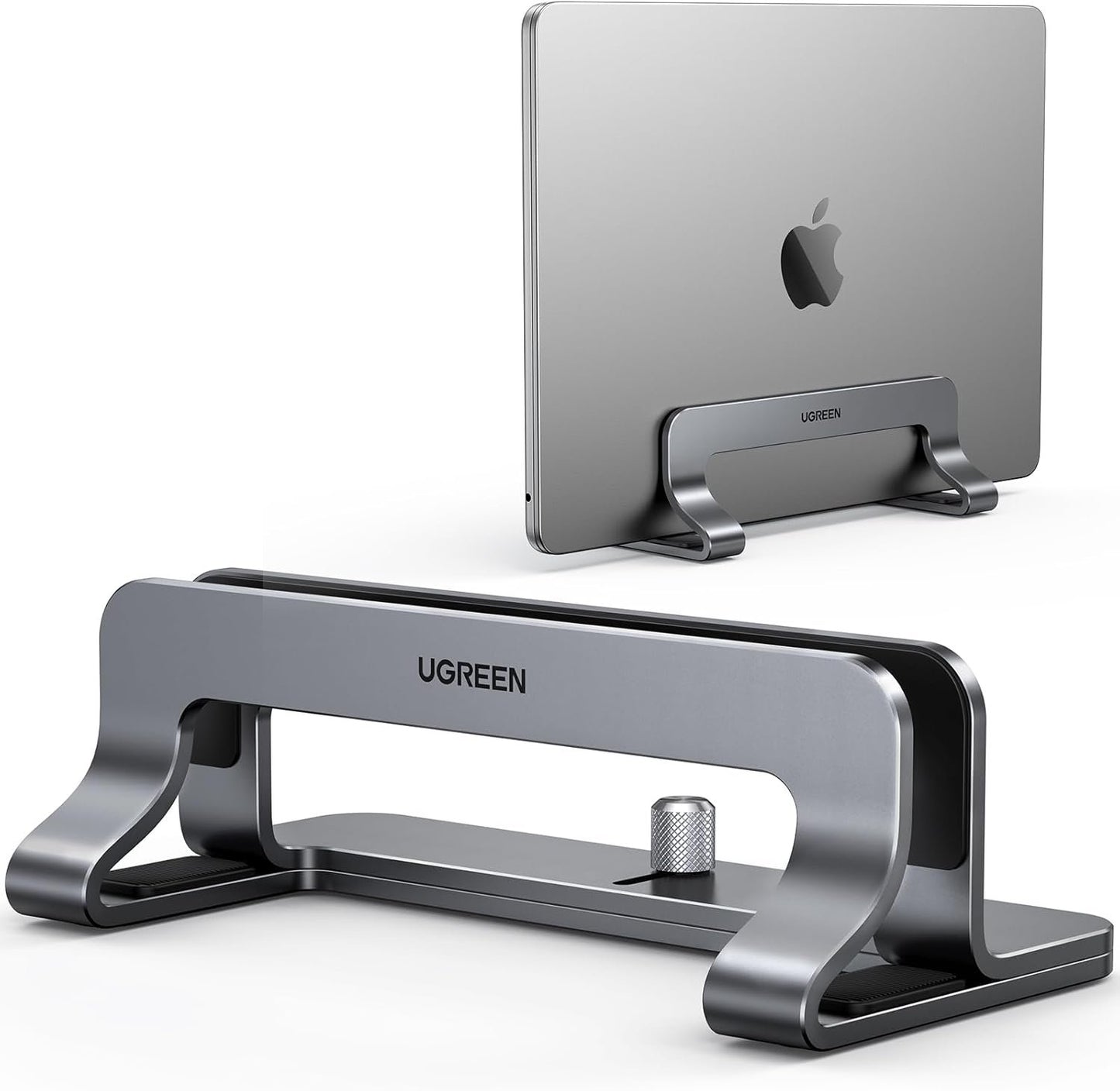 UGREEN Vertical Laptop Stand Holder for Desk Adjustable, Aluminum Dock, Compatible with MacBook, Surface Book, Chromebook, up to 17.3 Inch, Grey