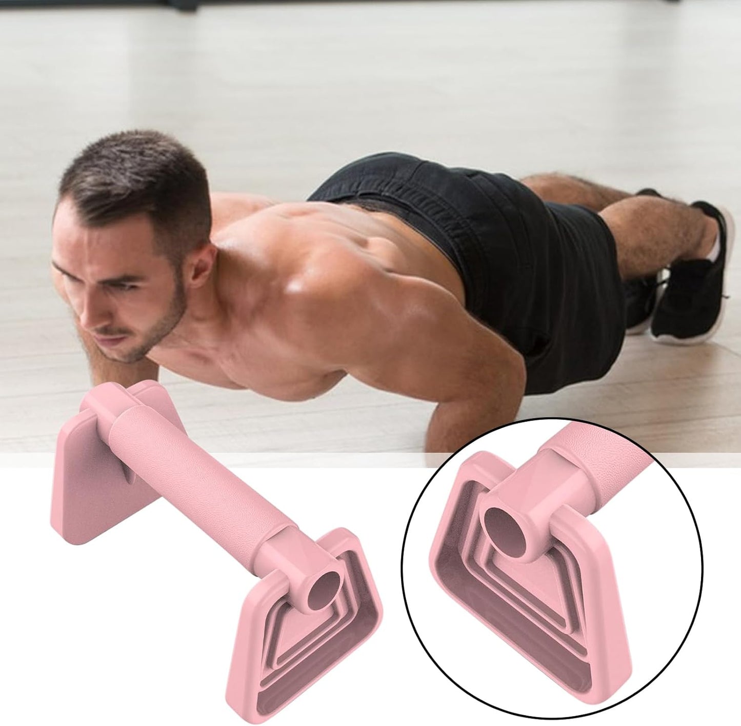 Push Up Bar, Strength Training Equipment, Push-Up Exercise Equipment, Portable for Home Gym, Floor Workouts, Men & Women Fitness, Gym Gear, Black, Pink, 5.71 Inches